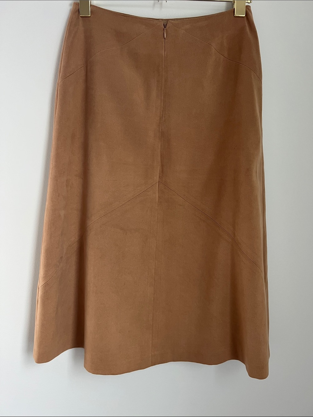 Talbots | Petites Camel Brown A-Line Faux Suede Skirt Size 4 - Picture 7 of 16